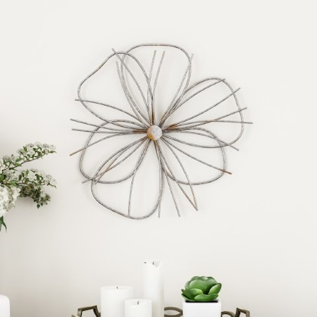 Wall Decor Metallic Wire Layer Flower Sculpture Contemporary Hanging Accent Art For Home